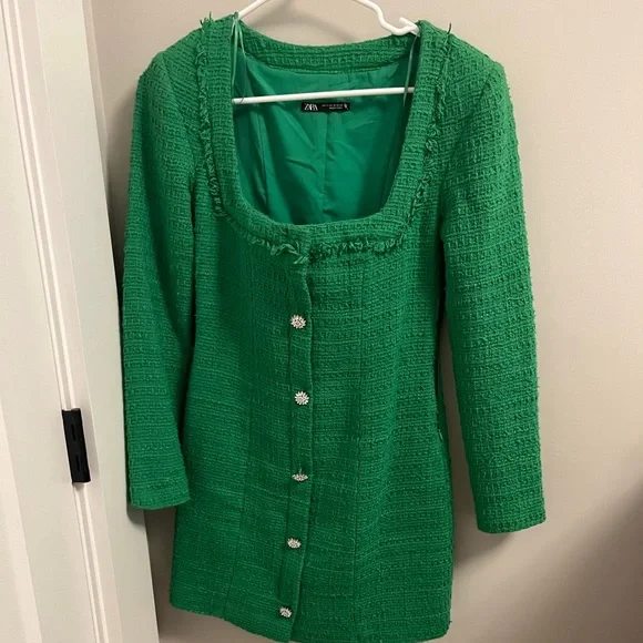 slim fit dress slacks Zara Green and Beige Size XS Dress main image 0